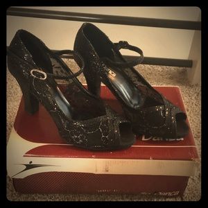 Black ballroom dancing heels